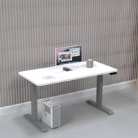 Bureau de travail électrique rétractable moderne, hauteur réglable, 2 moteurs, certifié BIFMA, design modulaire extensible, métal