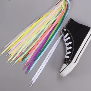 Amaizon Hotsale Multi Color 8mm Wide Flat Shoelace Plastic Tips Cheap Shoe laces For Shoes which accept custom length