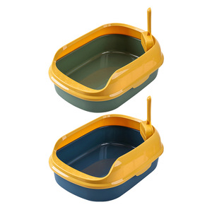 กระบะทรายแมวแบบกึ่งปิด รูปวงรี สีฟ้าเขียว 39.5x29x13.3 ซม. พร้อมที่ตัก สำหรับแมว อุปกรณ์สัตว์เลี้ยง - Product Image 5