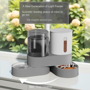 2,4L Katzenfutterautomat & 2,6L Wasserspender 2-in-1 Intelligenter Automatischer Futterautomat mit 360° Drehbarem Design aus PP-Material - Product Image 1