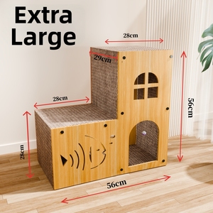 二階建て猫用ベッド＆爪とぎボード、耐摩耗性段ボール製、シンプルスタイル猫用家具、OEM供給業者 - Product Image 5
