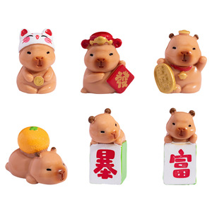 Ornement Capybara en résine, mini figurine, décoration de bureau pour le Festival du Printemps, cadeau du Nouvel An chinois - Product Image 5