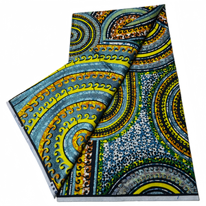 100% שעווה סופר אפריקאי דפוס שעווה סופר אפריקאי זהב בד כותנה אמיתי של בד עץ שעווה אנקרה - Product Image 3