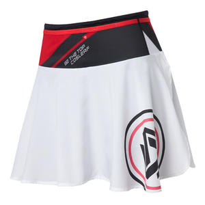 Short de yoga de fitness de sport à séchage rapide élastique pour femmes grand logo imprimé faux deux pièces jupe de sport de course poche contrastée - Product Image 2