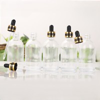 Botol tetes kaca kosmetik, khusus mewah 60ml/100ml untuk Serum perawatan kulit dengan Sablon