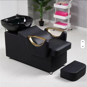 High End Portable Shampoo Chair Hair Salon Use Fiberglass Basin Semi-Reclining Flushing <b>Bed</b> Water <b>Heater</b> Modern Design - Product Image 3