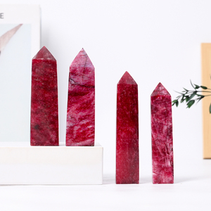 Prix de gros, cristal de guérison naturel de haute qualité, pointe de pierre de lune rouge pour la décoration de la maison - Product Image 1