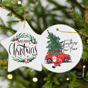 Adornos Navideños de Cerámica Personalizados con Revestimiento de Sublimación, Forma Ovalada para Decoración del Hogar, Empaquetados en Caja, Manualidades Hechas a Mano - Product Image 3