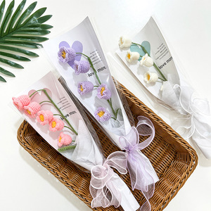 ดอกไม้ประดิษฐ์ถักมือ ช่อดอกไม้ตกแต่งบ้าน ดอกกล้วยไม้โครเชต์ - Product Image 1