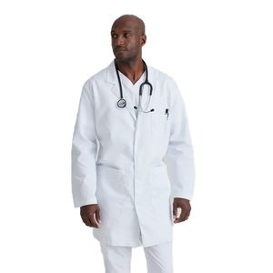 Bata de laboratorio de punto impresa personalizable para el personal médico Spandex SMS PE OEM Uniformes de hospital Bata de enfermera médica - Product Image 5