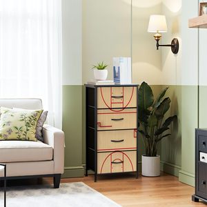 Terrain de <span class=keywords><strong>basket</strong></span> Texture en bois commode 4 tiroirs sport thème organisateur de stockage pour salon <span class=keywords><strong>chambre</strong></span> décor à la maison en Stock - Product Image 4