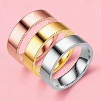 Alliance de mariage en acier inoxydable plaqué or rose 8 mm pour unisexe - Bagues de fiançailles tendance