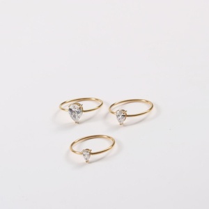 Simple Fashion Jewelry 18k Gold Plated Waterdrop Diamond <b>Finger</b> <b>Ring</b> - Product Image 5