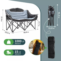 Portable grand cadre en métal Double siège Camping chaises en plein air personnalisé famille loisirs chaise Portable pliant amoureux chaise