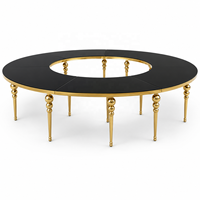 Table de banquet de mariage en forme de S, prix d'usine, table serpentine en acier inoxydable doré, table ronde modulaire demi-lune
