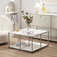 Table carrée centrale haut de gamme à quatre sections blanches populaires Table basse de Style modulaire Table d'appoint pour la maison Villa Hôtel