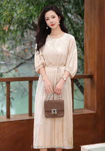 Abito da festa in spiaggia in seta stampata Jacquard di alta qualità stile francese Design della città portuale per vacanze Casual pendolarismo di lusso naturale - Product Image 4