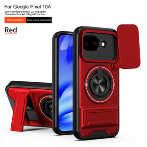 Coque de protection hybride PC+TPU avec anneau, fenêtre coulissante et protection d'objectif pour appareil photo, avec béquille magnétique, pour Google Pixel 10A 10 Pro XL - Product Image 4