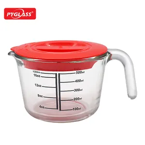 High Borosilicate Glass Measuring Cup Microwave Safe Clear glass measuring cups with PP lid