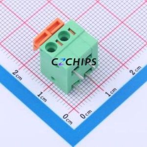 DB142R-5.08-2P-GN Spring Terminal Block Bent Lead Through Hole,P=5.08mm Connector 1x2P 5.08mm Green 2P - Product Image 1