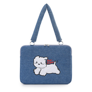 Denim Large Capacity Travel Portable Laptop <b>Bag</b> Shockproof Quilted Embroidered Soft Girls New Fashionable Design and Laptop <b>Bag</b> - Product Image 1