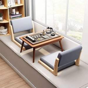 जापानी शैली के ठोस लकड़ी तागामी बैकरेस्ट चेयर क्रॉस-बॉर्डर शामक फर्श के लिए आलसी बिस्तर कपड़े legless Bay विंडो - Product Image 2