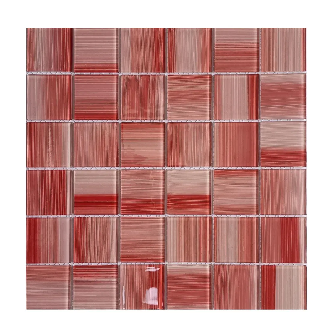 300*300 rouge carré piscine mur sol mosaïque empreinte de main en verre fusionné chaud mosaïque piscine carrelage