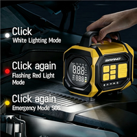 Démarreur de voiture portable 800A Peak avec compresseur d'air 150 PSI, booster de batterie d'urgence tout-en-un, batterie externe et lumière LED