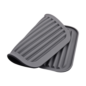 Self-Draining Black Grey Silicone Dish Drying Mat or <b>Trivet</b> for Kitchen Counter - Product Image 5