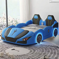 Muebles de dormitorio modernos al por mayor, sofá cama con diseño de coche de carreras de dibujos animados, altavoces de madera ecológicos, cama king size de cuero con masaje Baichuan