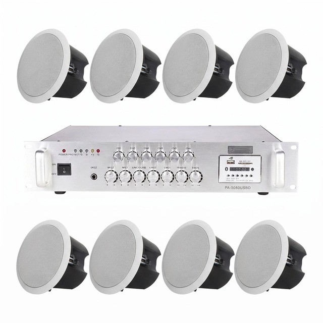 803 High End 60W 4-Inch Mosque & Church Coaxial HIFI Ceiling Sound System with Amplifier Home Theatre Remote Control