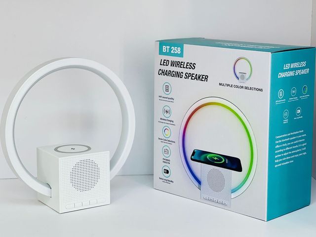New 4 in 1 BT Speaker RGB Colorful Light Wireless Charging FM Radio Portable Home Decor Speaker Creative Gift