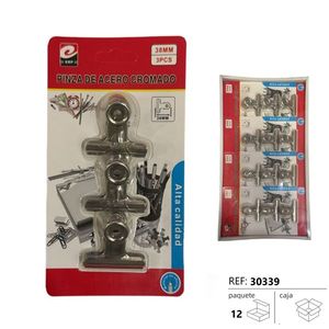 Pinza De Acero Cromado 38Mm 3Pcs Alta Calidad - Product Image 3