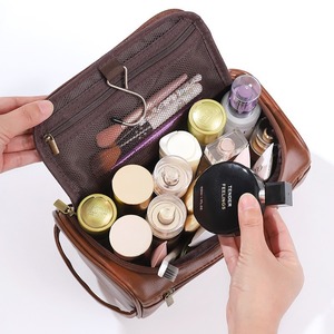 Portable PU <b>Makeup</b> Bag Large Capacity Waterproof Toiletry Pouch Hanging Bathroom Cosmetic <b>Case</b> Travel RTS Bulk Mixed Order - Product Image 2
