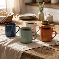 Tasses en grès réactives de style rétro personnalisées avec logo pour eau, lait et café – Vente en gros