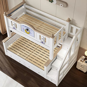 Полностью полный белый матрас современные мальчики девочки деревянные детские двухъярусные кровати для детей с хранением - Product Image 2