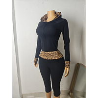 Ensemble de détente 2 pièces HETA Comfort Fall pour femme : veste zippée et pantalon capri à taille élastique pliée, tenue décontractée pour la maison