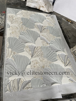 Thassos Weißer Marmor Mix Muschel und Glas Wasserstrahl-Ginkgoblatt-Mosaik-Fliese Luxuriöse Innenraum-Hintergrundwand-Dekoration für Villen