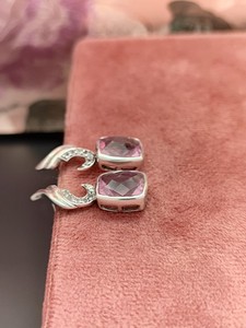 Boucles d'oreilles pendantes en argent sterling 925 avec quartz rose, bijoux artisanaux vintage faits à la main pour femmes, bijoux fins anti-allergiques - Product Image 4
