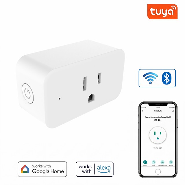 15A ETL FCC Smart Plug Tuya WiFi for Alexa Google App Control With Energy Monitoring Smart Socket for Home