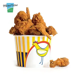 Boîte à emporter écologique personnalisée 64oz 150oz 170oz seaux à poulet frit jetable avec logo imprimé grande taille en papier kfc avec couvercle