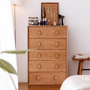 Cómoda Fangguo de Cinco Cajones, Madera de Cerezo, Mueble de Almacenamiento de Madera Maciza, Cómoda para Dormitorio, Diseño Versátil - Product Image 1