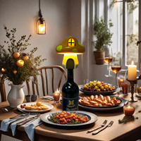 Lampe LED sculpturale sans fil personnalisable en forme de maison champignon en résine, à commande tactile, intensité variable, lumière d'ambiance, marque privée