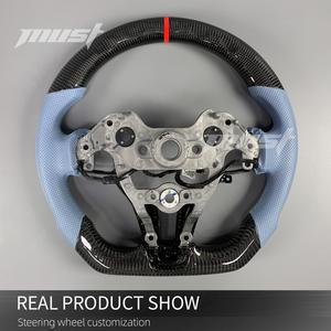 Volante de Fibra de Carbono Personalizado para Hyundai I20N I30N ElantraN N-line <span class=keywords><strong>Fastback</strong></span> con Empuñaduras de Cuero Perforado Azul - Product Image 5