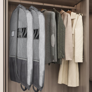 Sacs de <span class=keywords><strong>costume</strong></span> personnalisés de 43 pouces Sacs de vêtements de voyage suspendus à soufflets Manteaux Vestes Robes chemises Couverture de <span class=keywords><strong>costume</strong></span> grise pour hommes pour le rangement dans le placard - Product Image 6