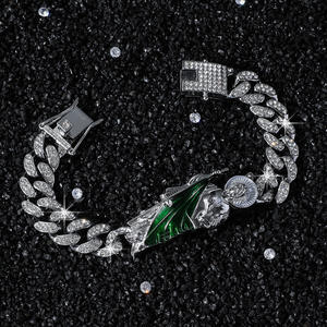 Pulsera de <span class=keywords><strong>San</strong></span> <span class=keywords><strong>Judas</strong></span> <span class=keywords><strong>Tadeo</strong></span> Chapada en Oro con Dije de Cadena Cubana para Hombre con Diamantes de Imitación Joyería Religiosa Católica de Oración - Product Image 2