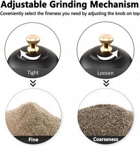 Refillable Manual Rotary Knob Adjustable Coarseness Wooden Salt <b>Grinder</b> Black <b>Pepper</b> Mill with Ceramic Grinding Mechanism - Product Image 3