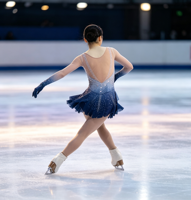 Robe de patinage artistique sans manches en maille dégradée bleue, dos en V profond, jupe ornée de strass pour filles adultes, compétition et performance