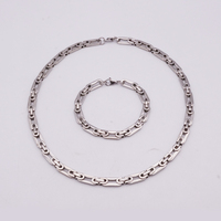 Ensemble bijoux chaîne maillons entrelacés unique acier inoxydable ton argent, cadeau remise diplôme, tendance