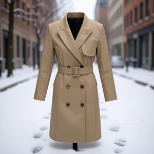 Cappotto Trench da Donna Ellen Rose, Doppio Petto, Invernale, Colori Khaki, Albicocca, Nero, Taglie dalla S alla XXL - Product Image 2